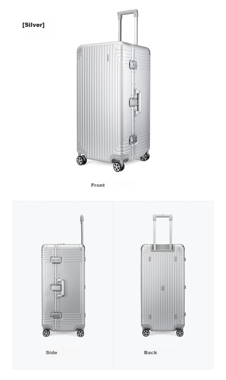 Xinxiuli Luggage, 30-Inch Trolley Suitcase, Aluminum-Magnesium Alloy, Deep Compartment, Large Capacity, Business Travel Case, Password Lock, DB3 Black 9