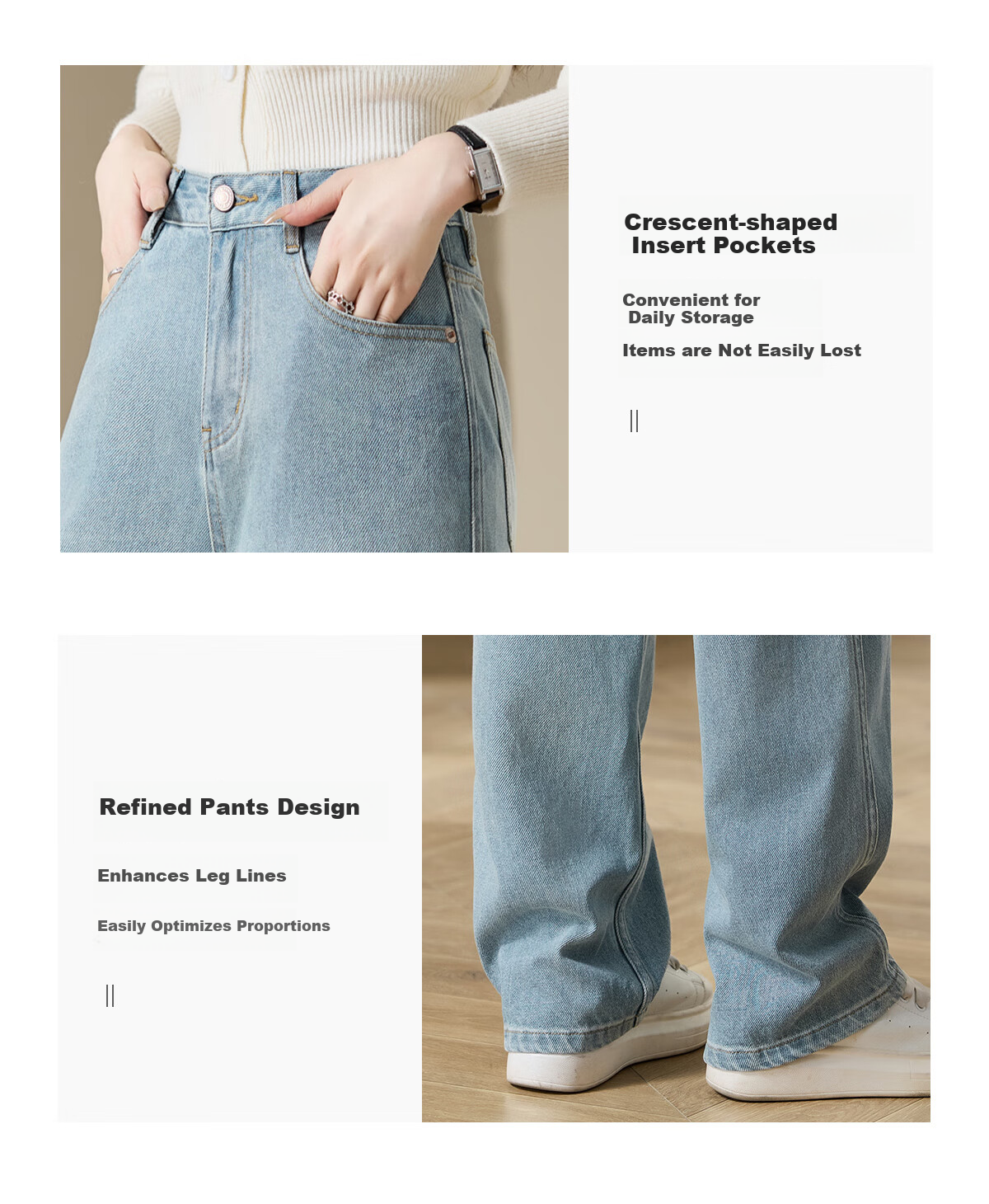 Chushen Spring And Autumn High-Waisted Jeans for Women with Single Button, Casual Versatile Retro Slimming Straight-Leg Pants Long Trousers S143N1003 6