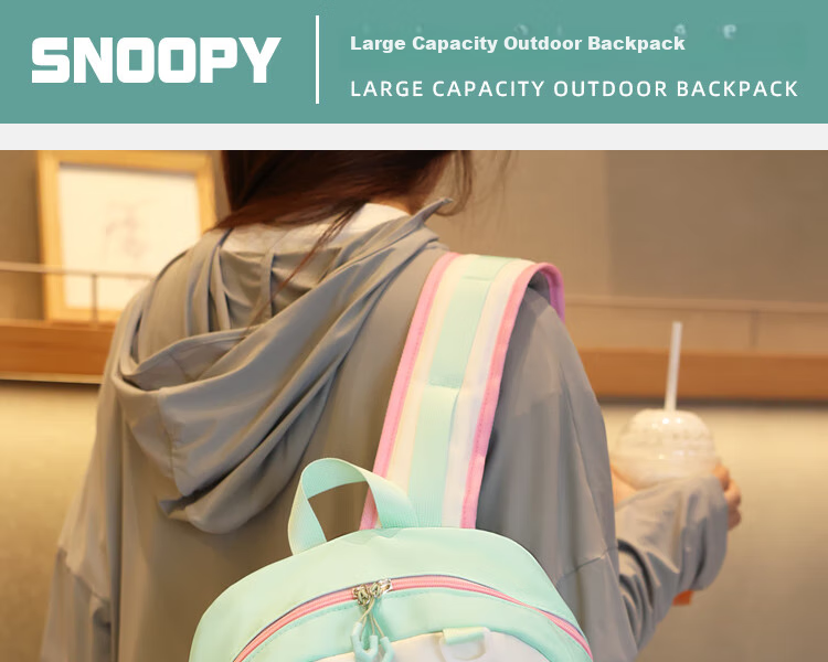 SNOOPY Painful Bag Ins Middle School High School Student Backpack for Girls, Cute Versatile Large Capacity Shoulder Bag Backpack Blue 1