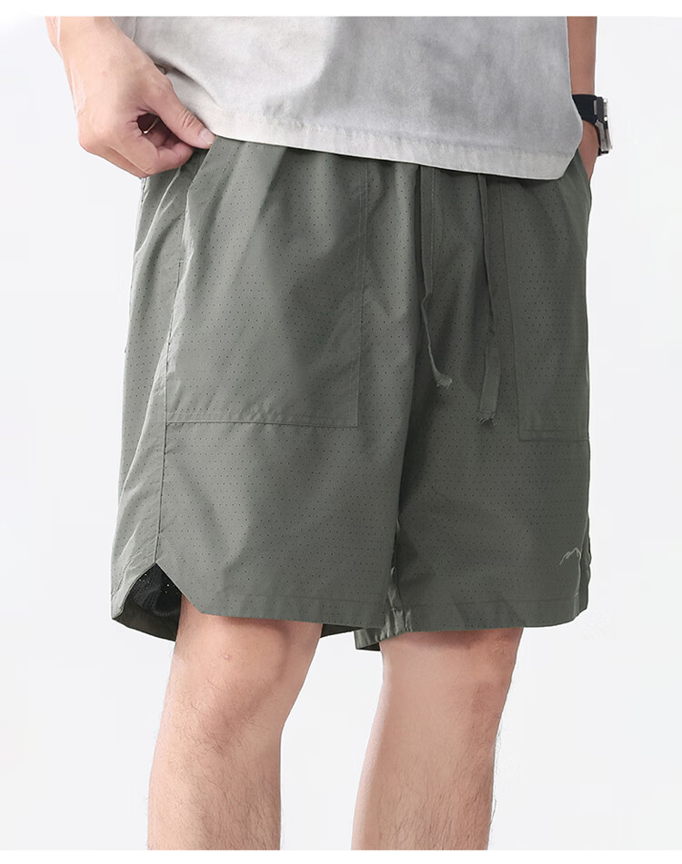 JEEP Men's Shorts, Summer Loose Cargo Pants, Men's Sports Knee-Length Shorts, Thin Casual Pants, Black, 2XL 4
