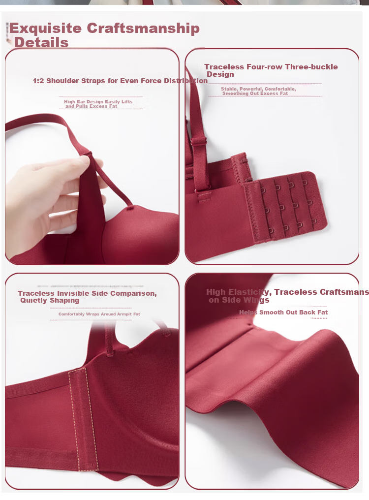 XUEXIMAN [2026 Spring New Arrival] Zodiac Year Women's Bra, Wine Red Sexy Wireless Push-Up Brassiere 8