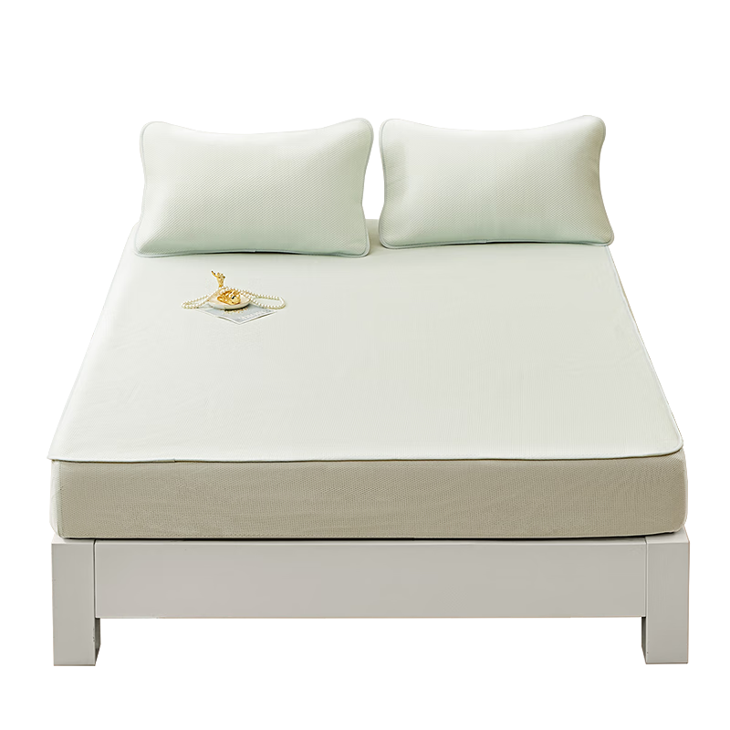 Fuanna Washable Beaded Cooling Mat Air-Conditioned Mat Single Two-Piece Set Green 1.2*2m Fitted Sheet Style