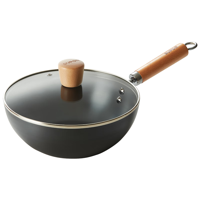 SUPOR Mini Premium Iron Wok 22cm, Household Use, Non-Coated, Wear-Resistant, Rust-Proof, Suitable for Gas Stove, EC22RF05