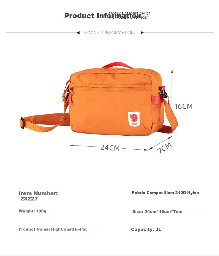FJALLRAVEN Crossbody Bag, Everyday Sports Shoulder Bag, Waist Pack, 23227-550, Black, 3L 3