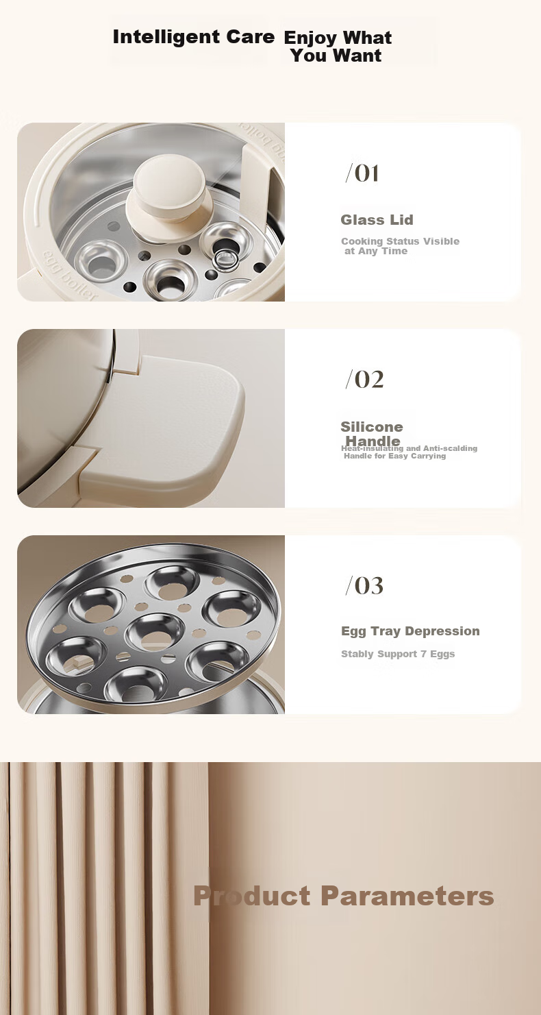 OIDIRE (Oudian) Egg Cooker, Steamer And Cooker Combo, Electric Baby Food Cooker, Electric Steamer, Breakfast Maker, Egg Cooking Device for 7 Eggs, ODI-ZDQ26 Steamer Model 15