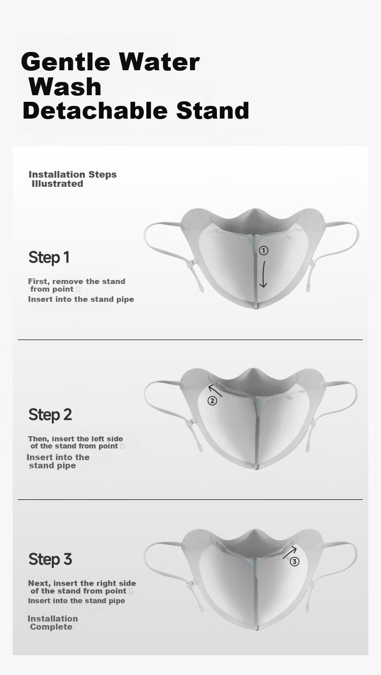 Beneunder 3D Protective Sun Protection Face Mask, Sun Protection Mask with V-Shaped Face Support And Moisture-Wicking SS216 24