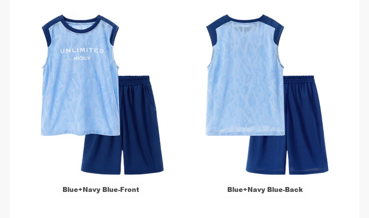 Disney Boys' Sportswear Set, Quick-Dry Thin Vest And Shorts Two-Piece Set for Young Boys, Summer PBZPL3132, Blue, Size 120 5