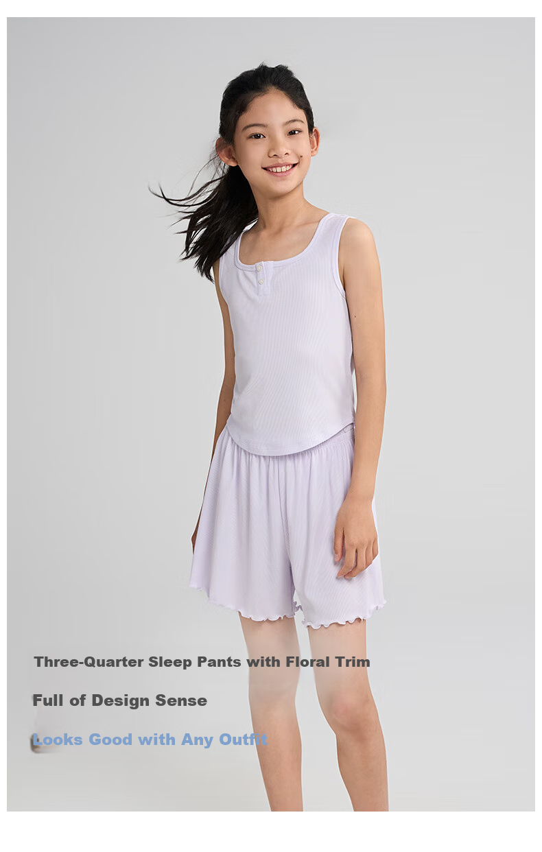 Aimer Kids Girls' Cotton Modal-Blend Sleeveless Tank Top Vest, Class A, Summer Loungewear Vest, Size 160 5