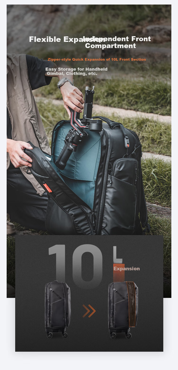 PGYTECH Photography Trolley Case, Professional Mirrorless Outdoor DSLR Camera Bag, Double Shoulder Photography Bag with Universal Wheels, Travel Suitcase, Drone Luggage, Unisex Photography Camera Backpack, Soft Case, 20 Inch 4