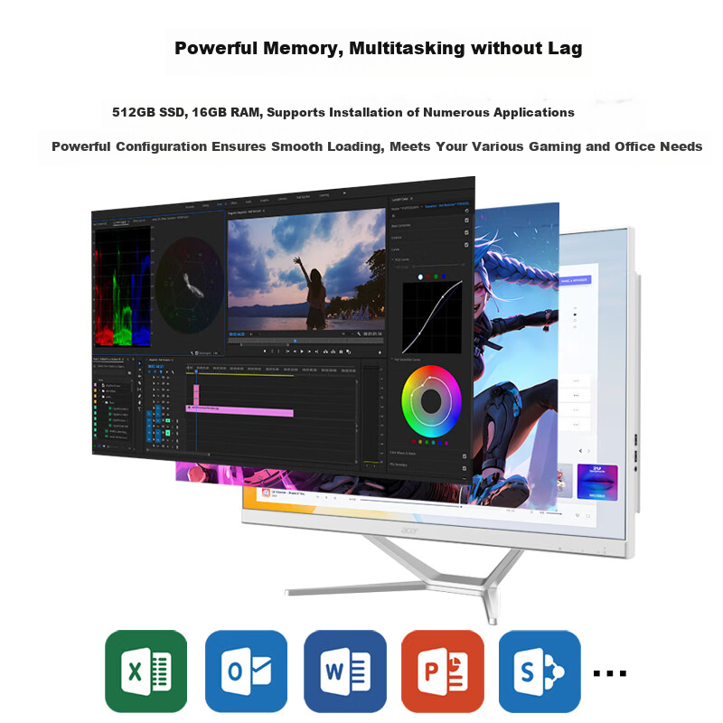 Acer Hummingbird All-In Desktop Computer, 27-Inch (Intel New Twin Lake N150, 16GB RAM, 512GB SSD)
