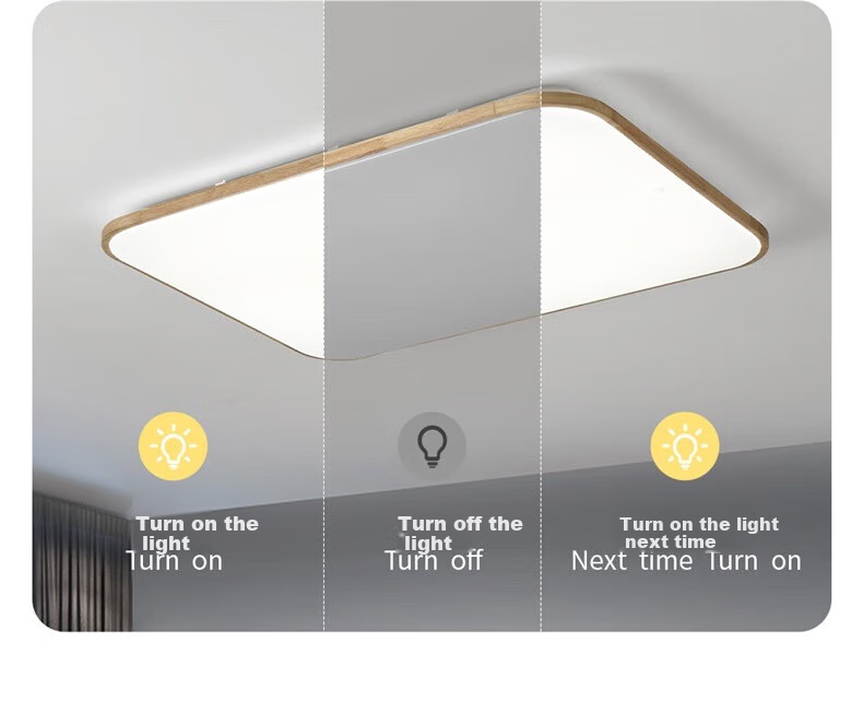 NVC LED Ceiling Light, National Trend Style Wooden Craftsmanship, Square Lamp for Study Room And Bedroom, Natural Wood Ultra-Thin Round Shape 7