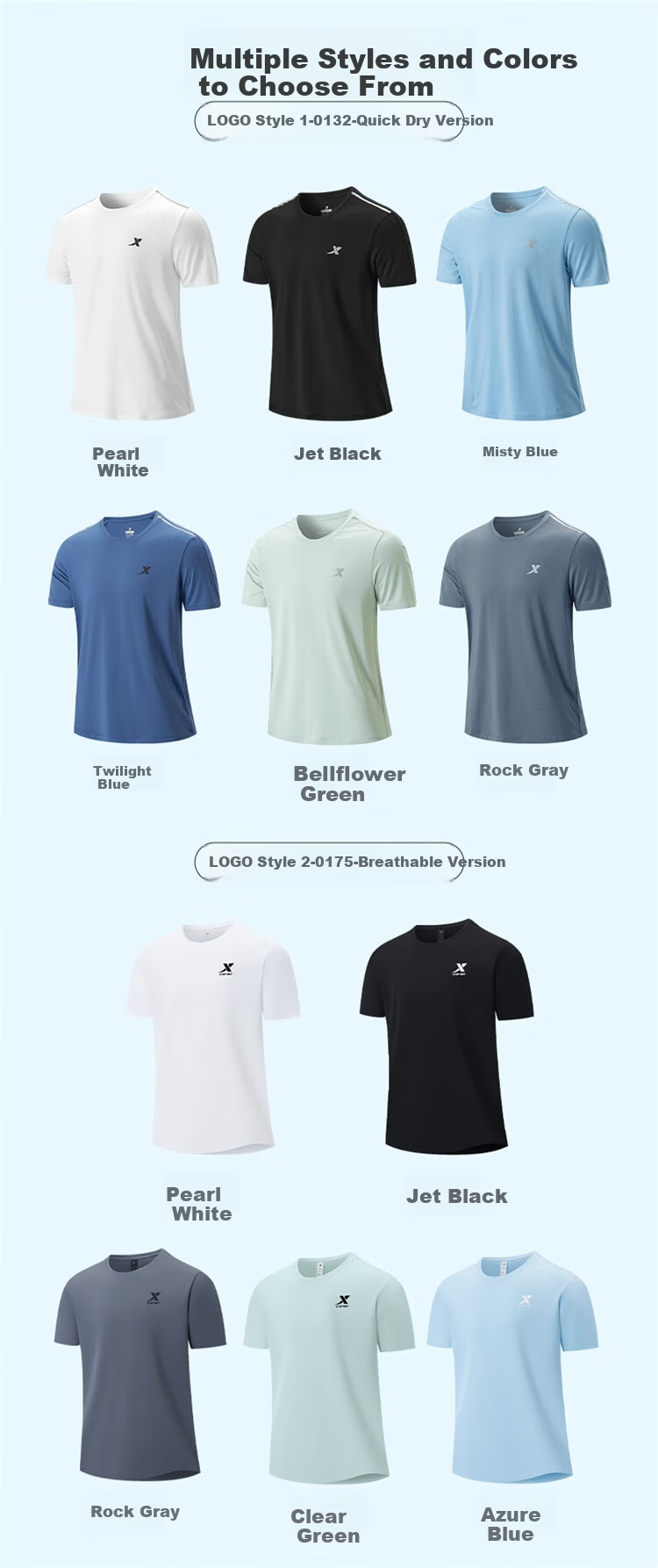 XTEP Men's Sports Short-Sleeve T-Shirt, Summer Quick-Dry Ice Silk Top for Outdoor Training And Students 16