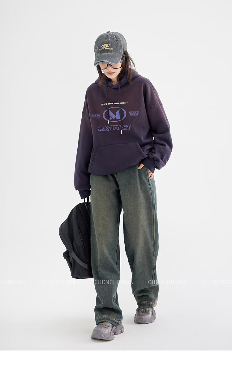 Chenchen Mom Gradient Parent-Child Gradient Color Hooded Fleece Sweatshirt 6762D 7
