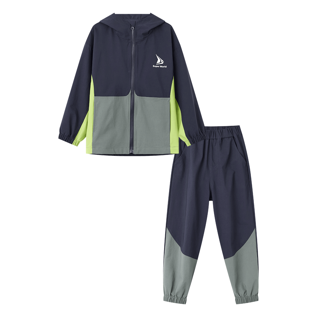 Duoduo Boys Trendy Spring Autumn Set Outdoor Softshell Jacket and Sports Pants Kids Stylish Patchwork Two-Piece