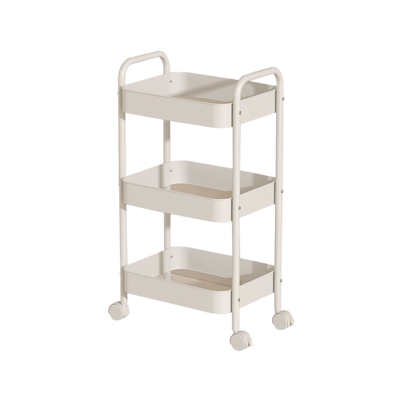 Baizi Small Cart Storage Rack, Multi-Layer Bathroom Kitchen Floor-Standing Movable Storage Shelf, Snack Organizer, Carbon Steel, 3-Tier