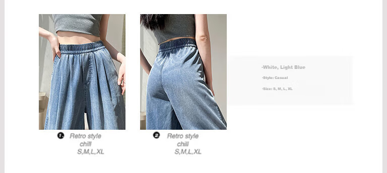 Yishangmei Tencel Jeans for Women, 2026 New Spring And Summer Thin Style, Slimming Casual Pants for Petite Figures, Loose Wide-Leg Trousers 2