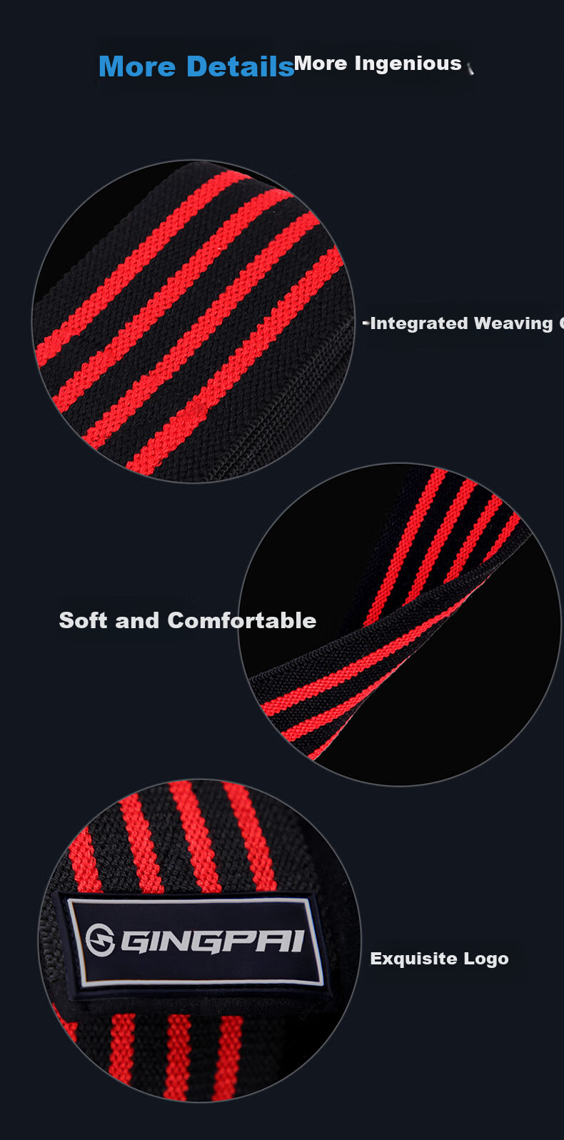 GINGPAI SPORT Squat Fitness Knee Brace, Bodybuilding Elastic Bandage, Wrapping Knee Support, Strength Weightlifting Equipment Training, 2 Meters Red White Blue 5