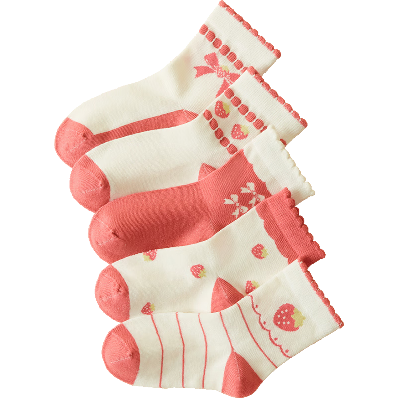 DEESHA 7A Antibacterial Girls' Socks, 5 Pairs, Seamless, Comfortable, Breathable, Anti-Pilling Cotton Socks for Kids, All-Season
