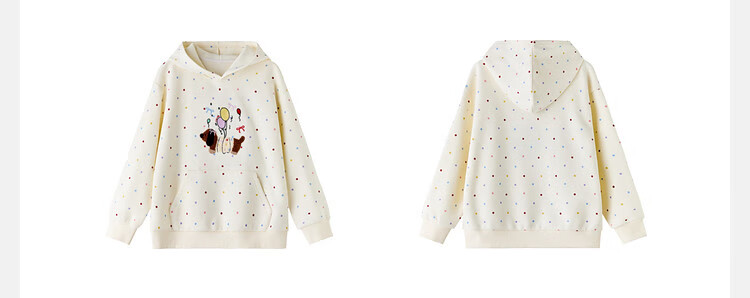 ASK JUNIOR Kids Hoodie 2026 Spring Long Sleeve Hooded Sweatshirt for Girls Cute Polka Dot Puppy Top 3