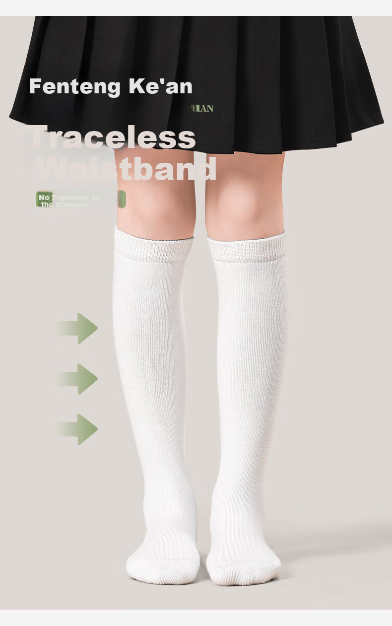 Barbie Girls' Mid-Calf Socks, Children's Long Socks, White Student Knee-High Socks, Girls' Spring And Autumn Black Long Socks 5