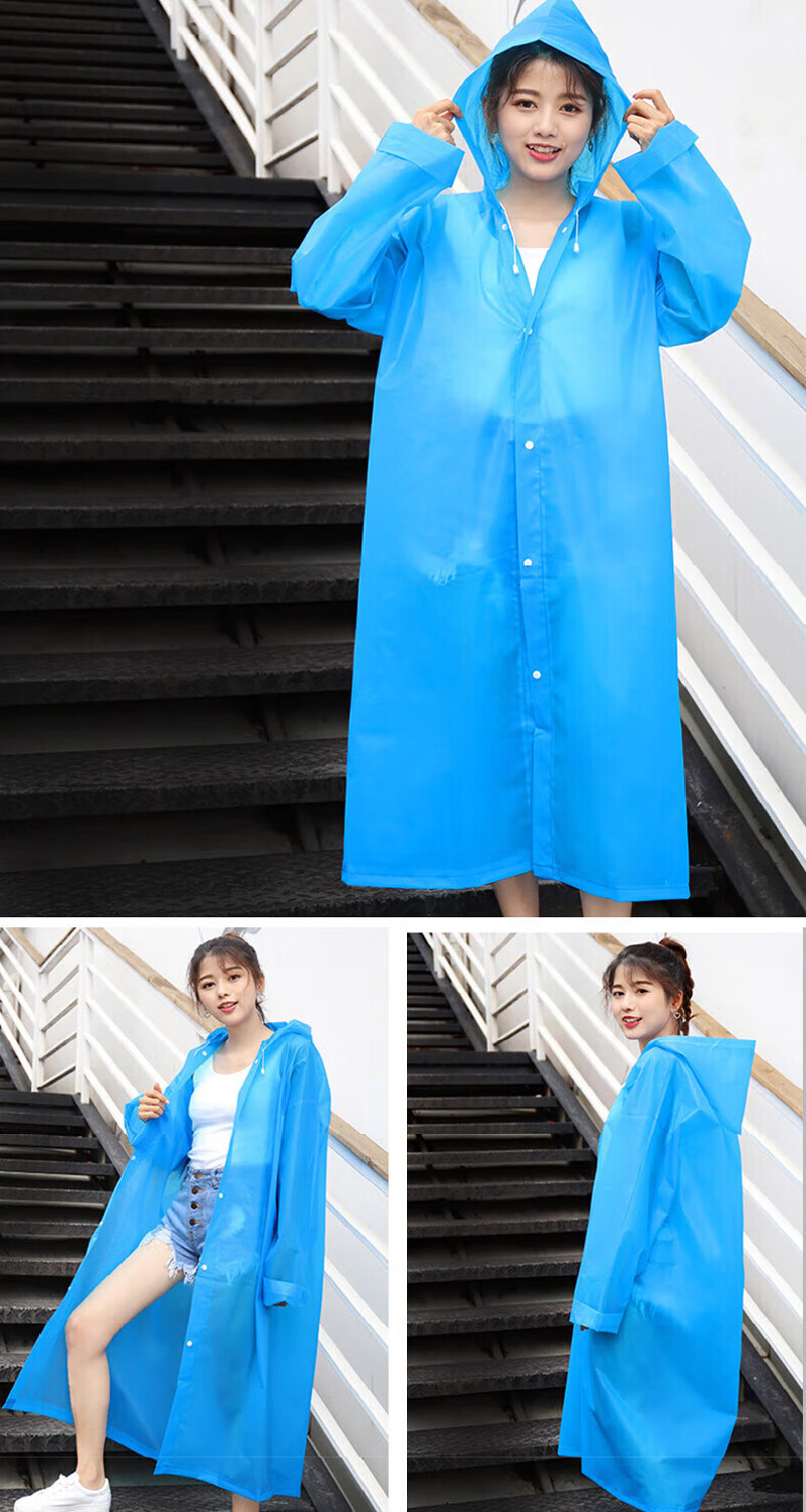 Laobaojia Unisex Hooded Long Coat Style Raincoat Lightweight EVA Outdoor Long Coat Raincoat White 1