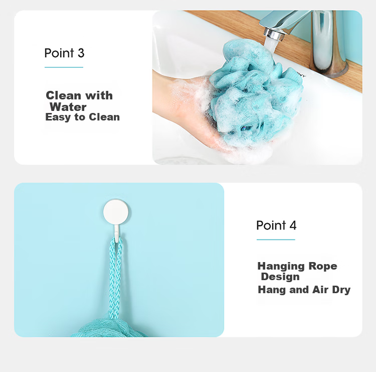 MARYYA Bath Flower Long Strip Shower Sponge, Exfoliating Washcloth, Bath Foam Ball, Non-Spilling, Suitable for Men And Women, Extendable Universal Back Scrubber 7