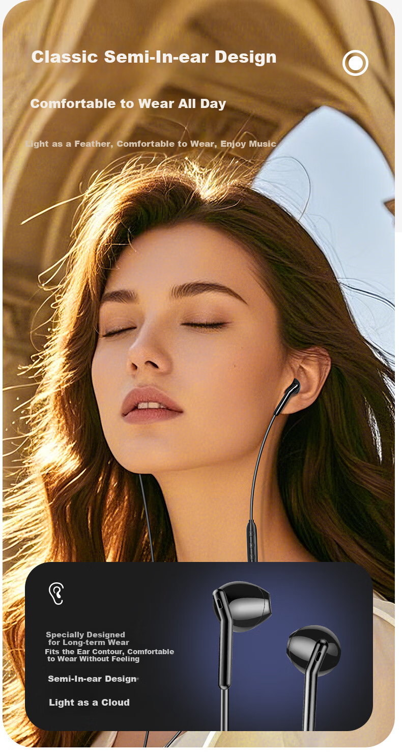 Wedoking Sleep ASMR In-Ear Wired Earphones Side-Sleep Noise-Isolating Noise-Cancelling 3.5mm Round Jack Wired Control Sleep Aid Anti-Snoring Compatible with Huawei Apple 15/16/17 10