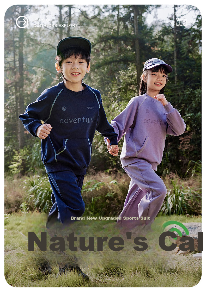EBAER Children's Casual Sweatshirt Set Spring Outfit, Boys And Girls Top Jacket And Pants Two-Piece Set, Midnight Blue, Size 120 1
