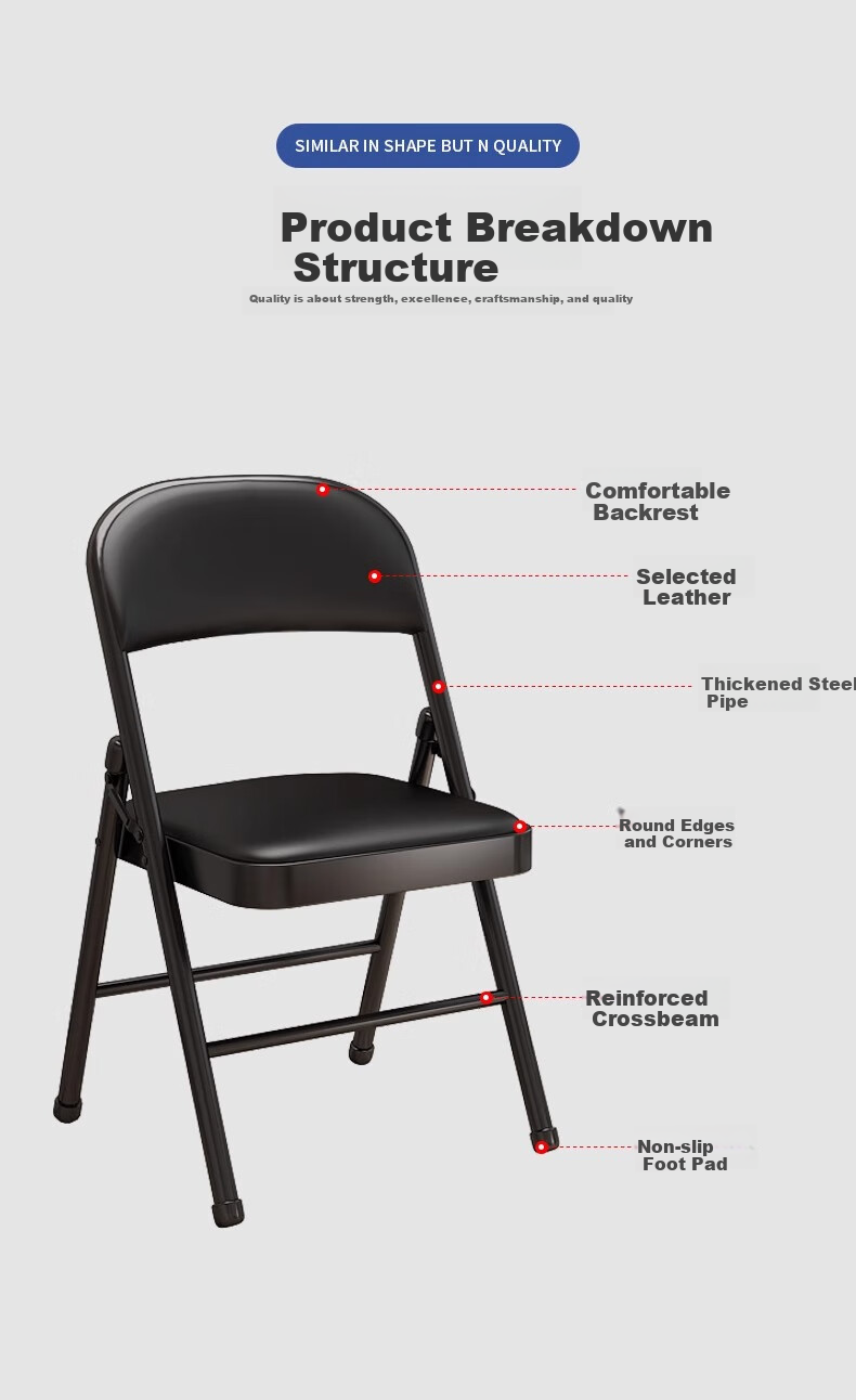 Qiyinge Folding Chair Stool Computer Chair Office Backrest Dining Chair Study Chair Portable Home Conference Training Mahjong Chair 13