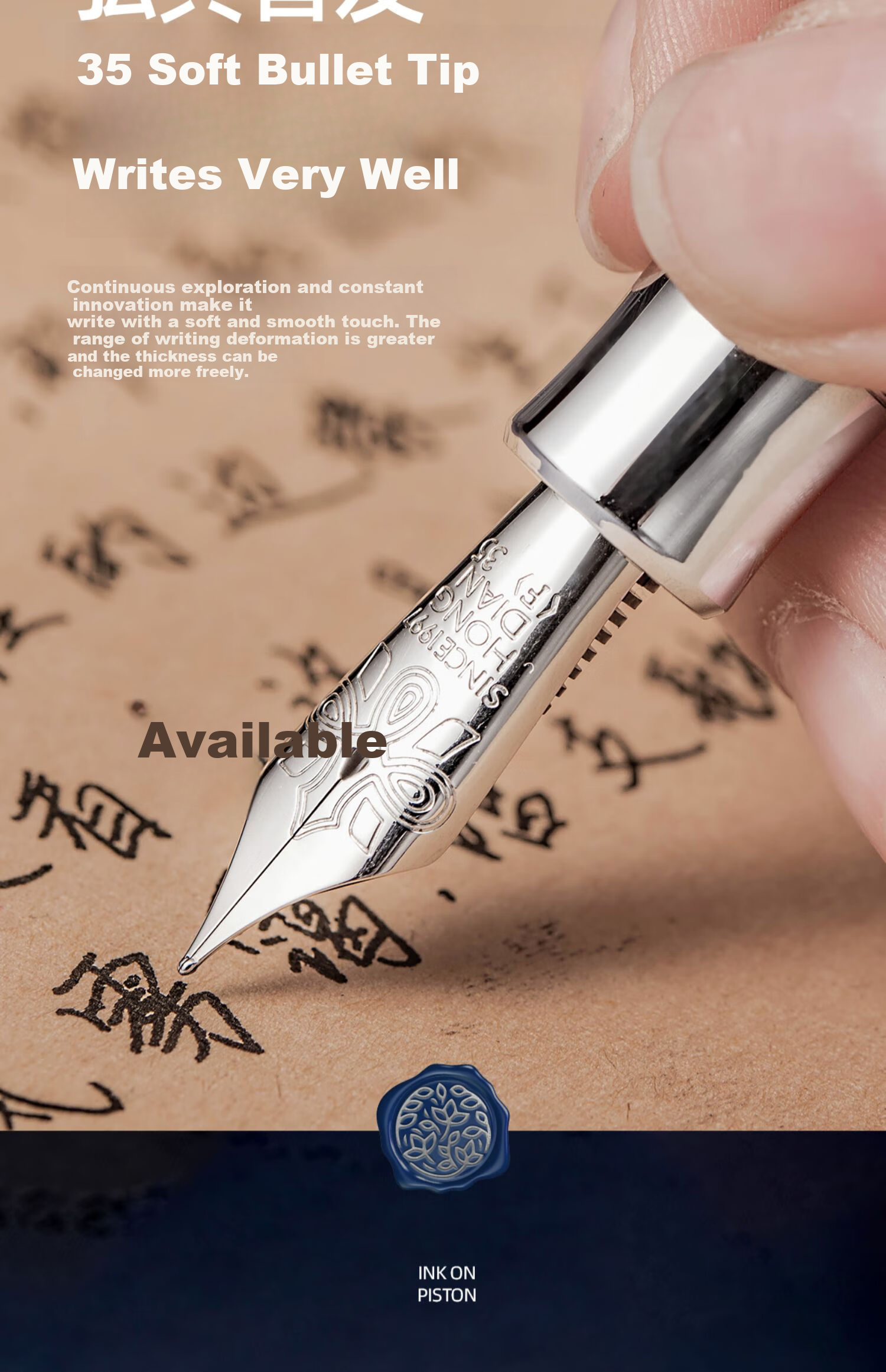 Hongdian High-End Fountain Pen for Men And Women, Business Office Ink Gift Box, Gunmetal Black A6 Piston Pen, Hard-Tip Calligraphy Pen, Hollow Design, Stylish Gift 15