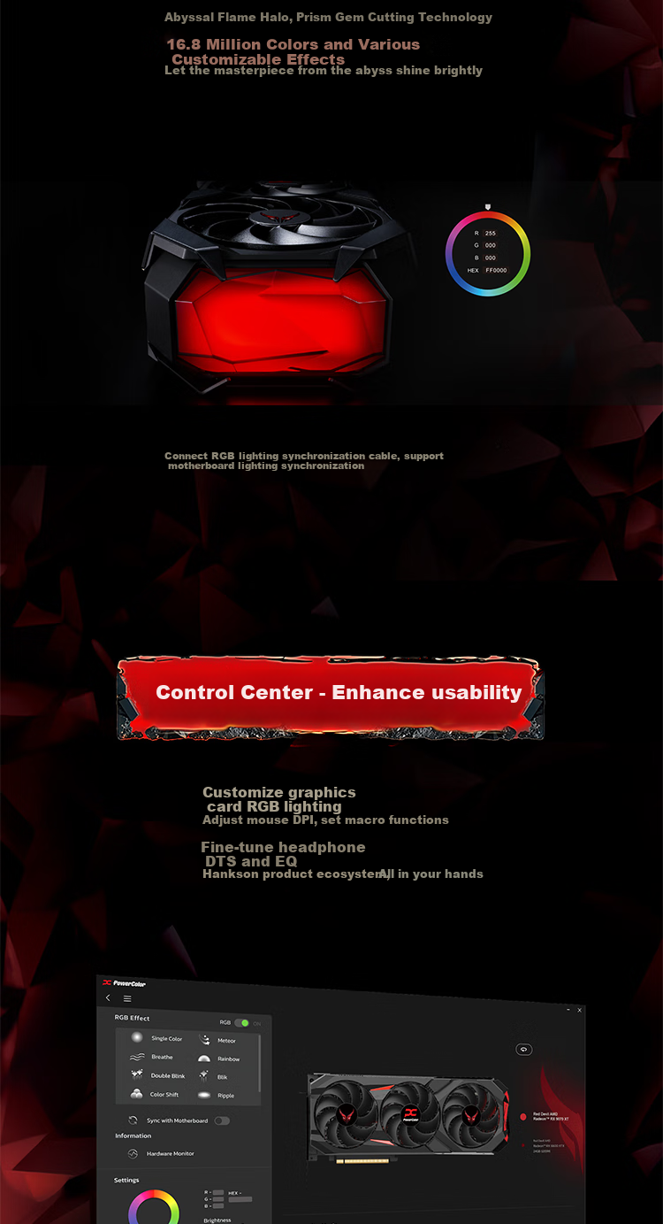 Hanxun AMD RADEON RX 9070 GRE Dark Dog 12GB Gaming Graphics Card for Desktop PC, High-Performance Discrete GPU with AI, OC Overclocking 3