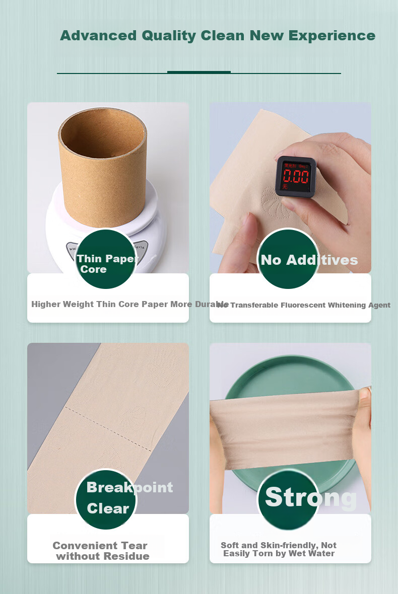Zhiyue Large Roll Toilet Paper, 4-Ply, 600g*12 Rolls, Bamboo Pulp, Commercial Use, Large Core Roll Paper, Tissue Paper, Whole Box 8