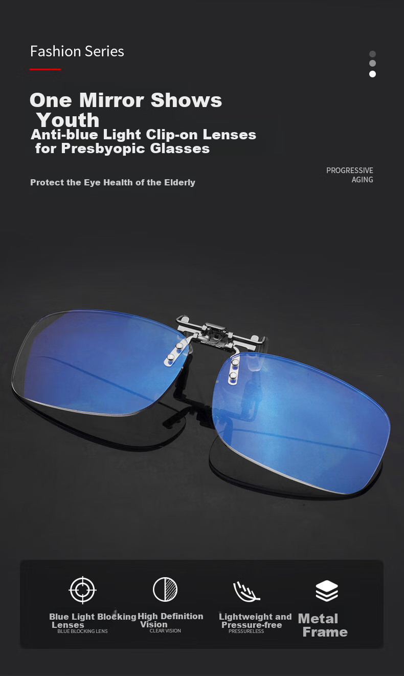 Lianshang Anti-Blue Light Reading Glasses for Nearsightedness, Flip-Up Clip-On Style, High Definition, Portable, 200 Degrees 1