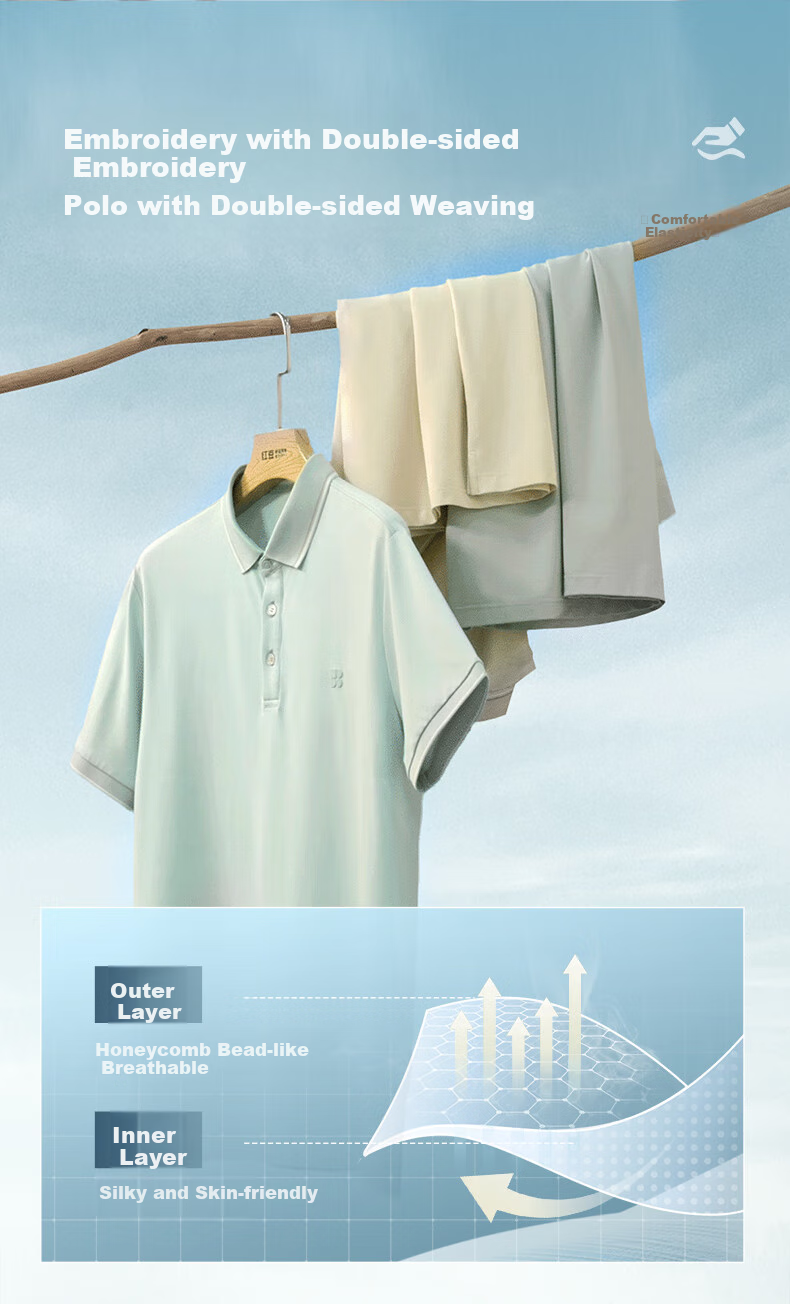 Hodo [Lin Gengxin's Style] Modal Silk Short-Sleeve Cool-Feeling Antibacterial Polo Shirt, Turn-Down Collar T-Shirt 7