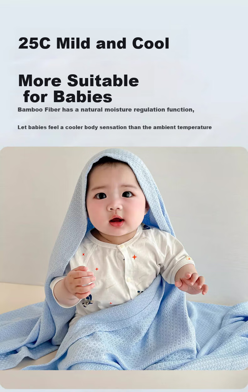 MUJI Baby Blanket Children's Air Conditioning Summer Quilt Newborn Bamboo Fiber Cover Ice Silk Blanket Gray 90*103cm 7