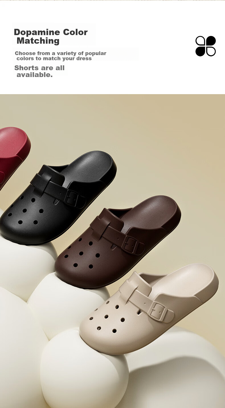 Poxi Thick-Soled Closed-Toe Slip-On Women's Summer Outdoor Perforated Shoes, Light Sand Color, Size 39-40 8