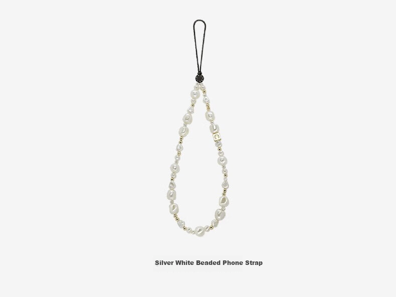 CASETIFY Silver And White Pearl Phone Chain, Suitable for All IPhone Series, Portable Phone Pendant Accessory 5