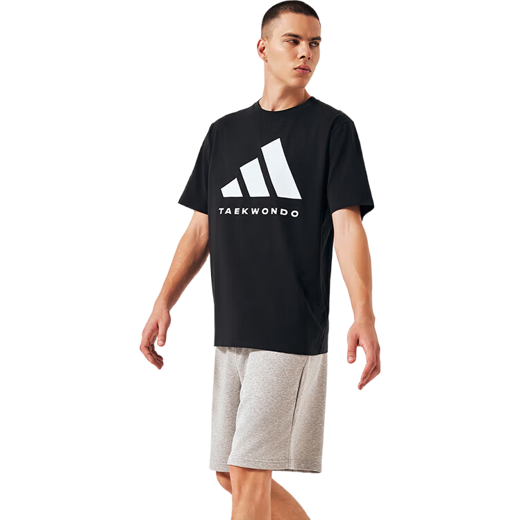 Adidas Men's Short-Sleeve T-Shirt, Spring And Summer Casual Sports Breathable Lightweight Round Neck Tee, Black/white (Quick-Dry), 2XL