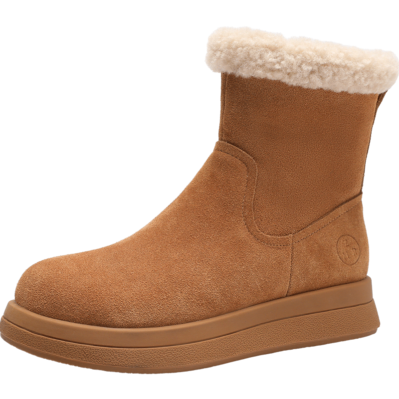 ZHR Women's Snow Boots Thick Sole Warm Casual Short Boots Comfortable Fashion EH209B Camel Size 37
