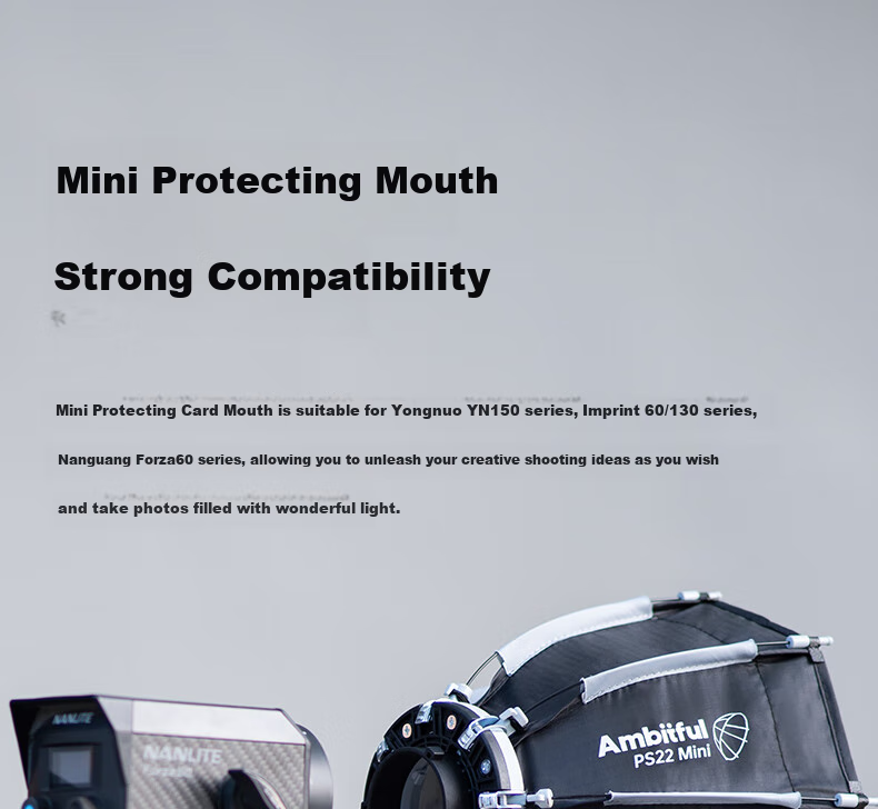 AMBITFUL PS22 Mini Octagonal Deep Softbox, Small Portable Fill Light, Suitable for Live Streaming, Nan Guang 60W Yongnuo YN150 3