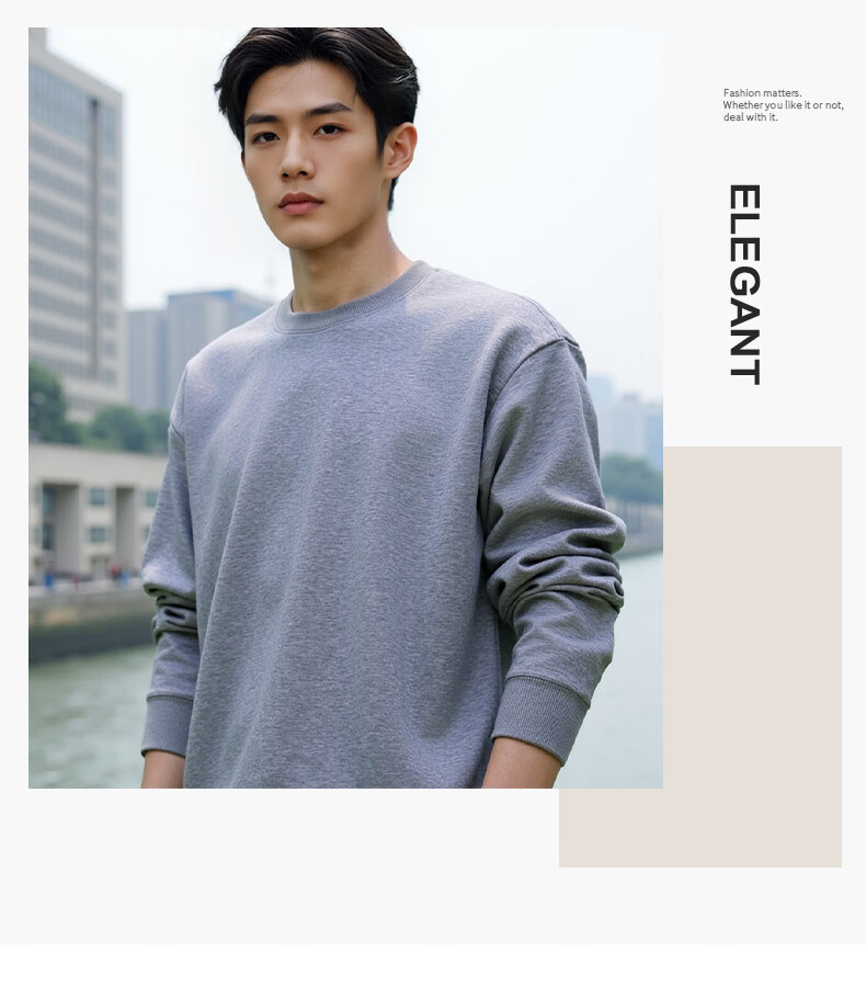 ROMON Men's Sweatshirt Spring and Autumn Milk Silk Heavyweight 300G Casual Fashion Loose Long Sleeve Basic Shirt for Men 2