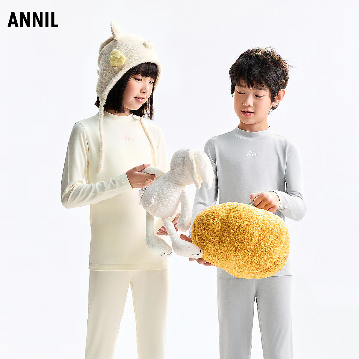 Annil Kids Boys and Girls Autumn Clothes Set 2025 New Milk Candy White 140cm