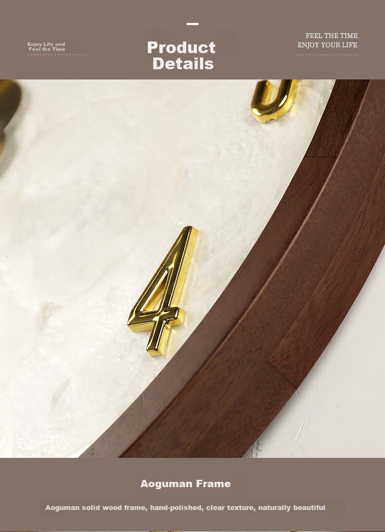 Hense Solid Wood Wall Clock, Living Room Wall-Mounted Timepiece, Luxury Wall Clock for Dining Room, Home Quartz Clock HW7012 Large Size 40cm 8