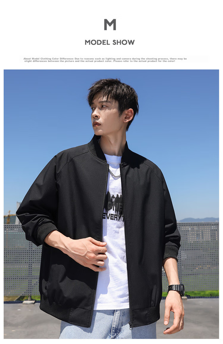 VANCAMEL Jacket for Men, Spring And Autumn Outerwear, Black Baseball Style, Lightweight Business Casual Coat for Men, Silver Gray, 2XL 13