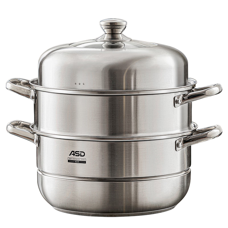 ASD Steamer Pot, 304 Stainless Steel, Three-Layer, for Home Use, Steaming And Cooking Soup Pot, Large Capacity 30CM Double-Layer Steamer, Compatible with Gas Stoves, G3 Model