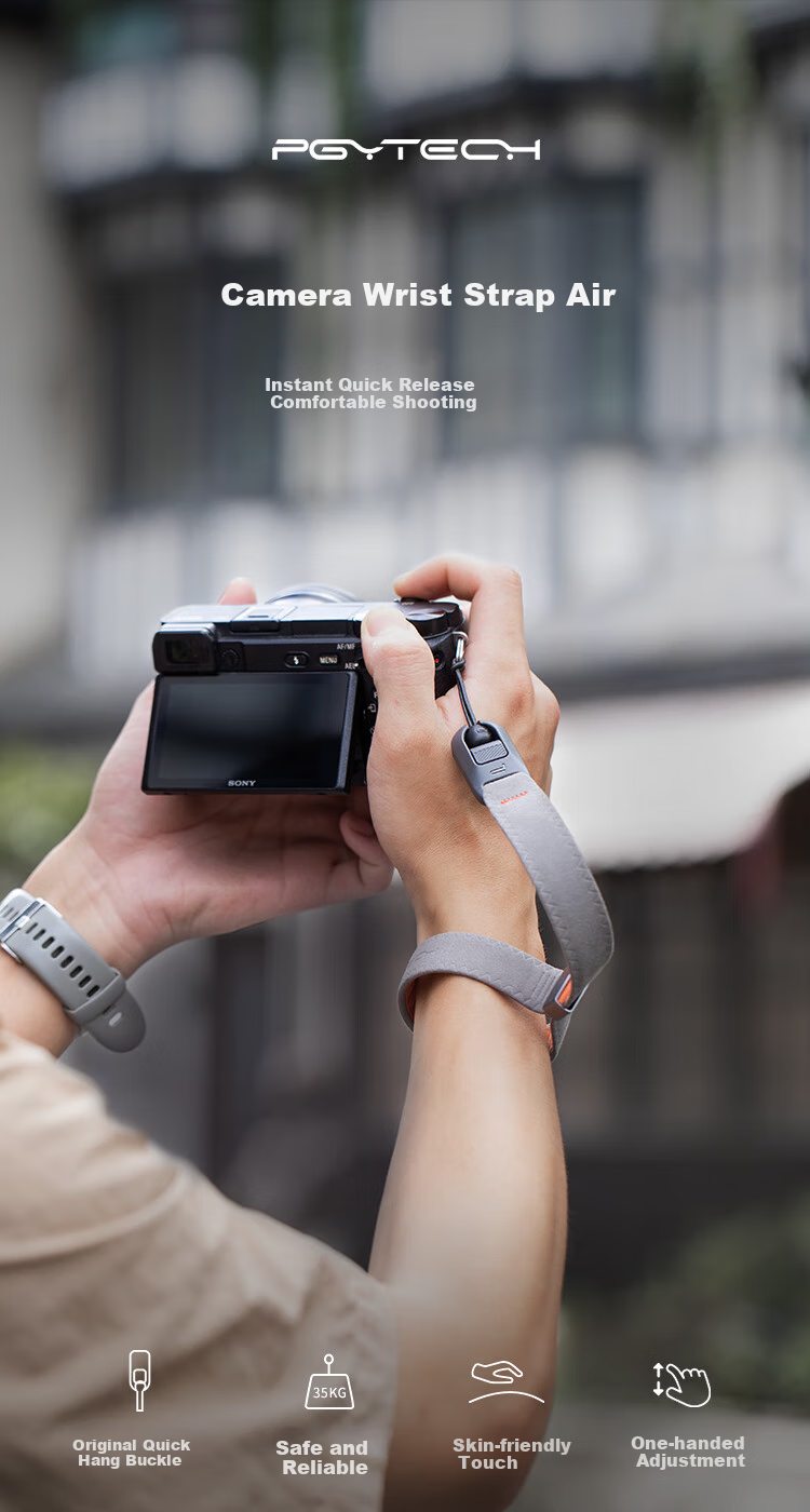 PGYTECH Camera Wrist Strap Air, Quick Release Lanyard for Mirrorless Cameras, Dandelion Camera Wrist Strap with Quick Release Buckle, Magnetic Quick Release, Suitable for Sony, Canon, Fuji, Oak Gray 1
