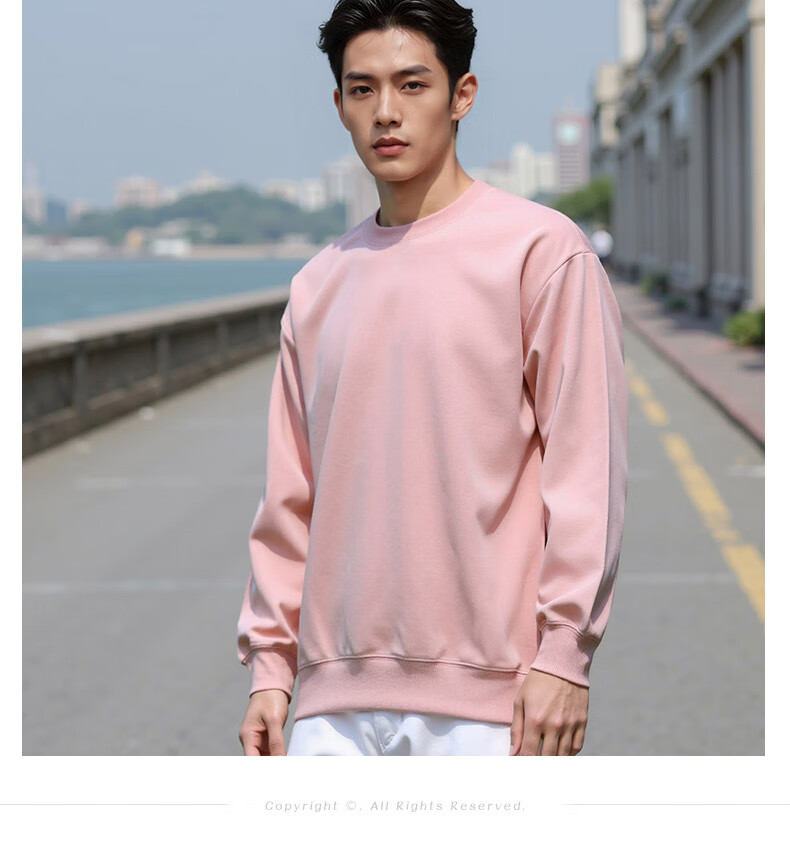 ROMON Men's Sweatshirt Spring and Autumn Milk Silk Heavyweight 300G Casual Fashion Loose Long Sleeve Basic Shirt for Men 10
