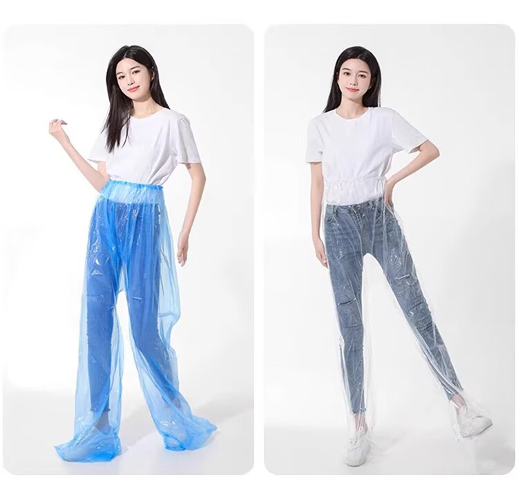 Mashifu Thickened Disposable Foot-Covering Rain Pants Waterproof Long Plastic Rain Trousers for Men and Women, One Size, Transparent, 5 Pieces 8
