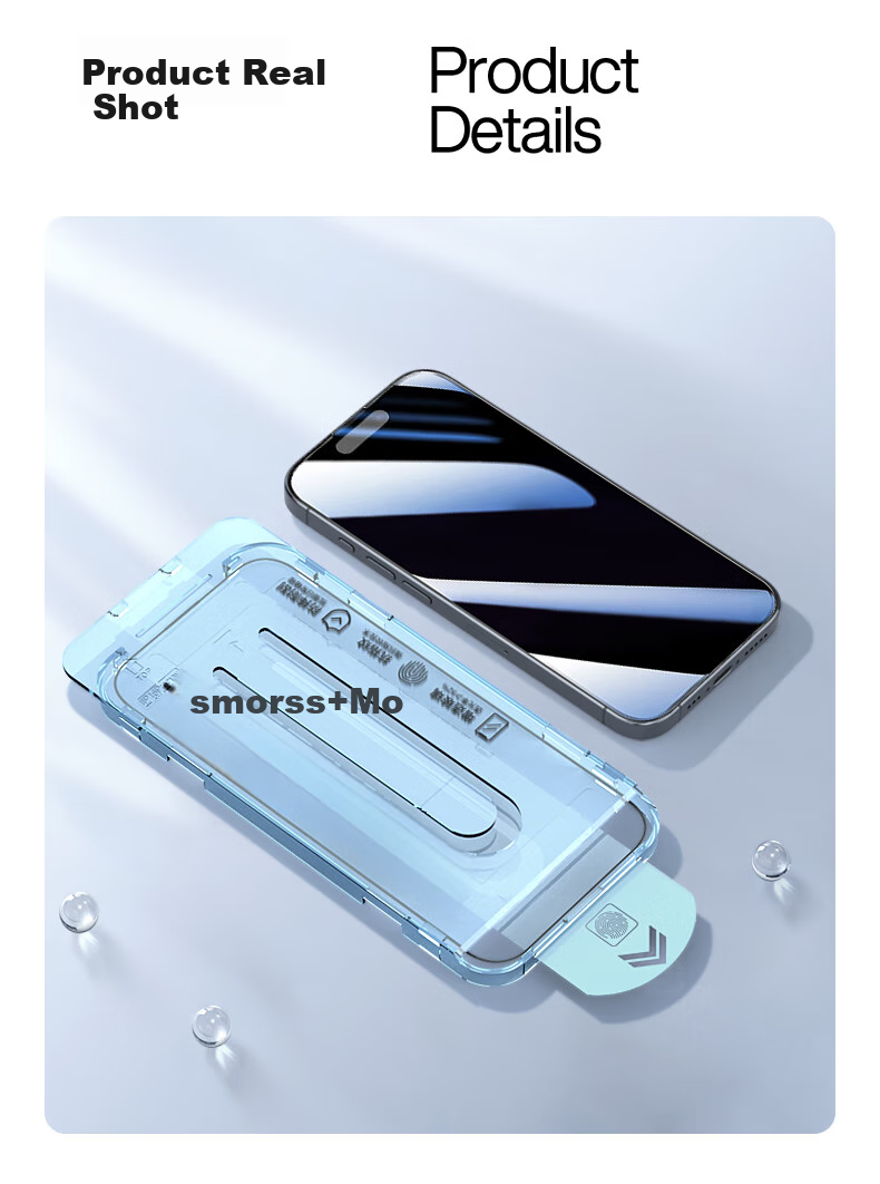 Smorss [Dust-Free Instant Anti-Peeping] Privacy Screen Protector for Apple IPhone 16 Pro Max, 25° Anti-Peeping Tempered Glass Film, Full Coverage Shatterproof Anti-Fingerprint Privacy Protectio 7