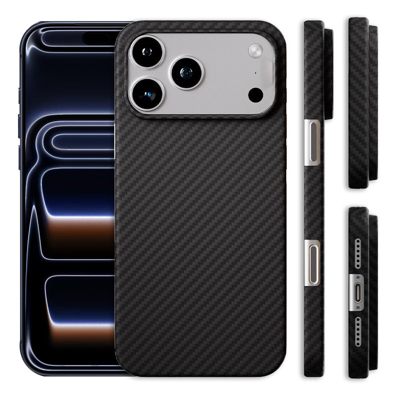 CONGA Apple iPhone 17 Case Kevlar Aramid Fiber Full Coverage Ultra-Thin Hard Shell Shockproof Heat Dissipation Black Gold 400D Metal Frame Magnetic Closure 1